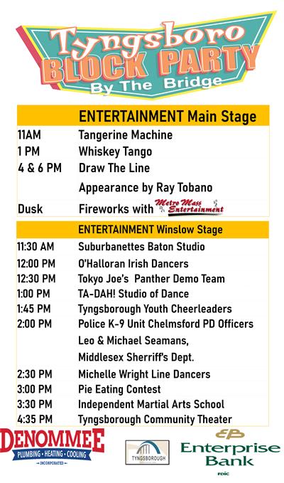Tyngsboro Block Party 2022 Entertainment Schedule